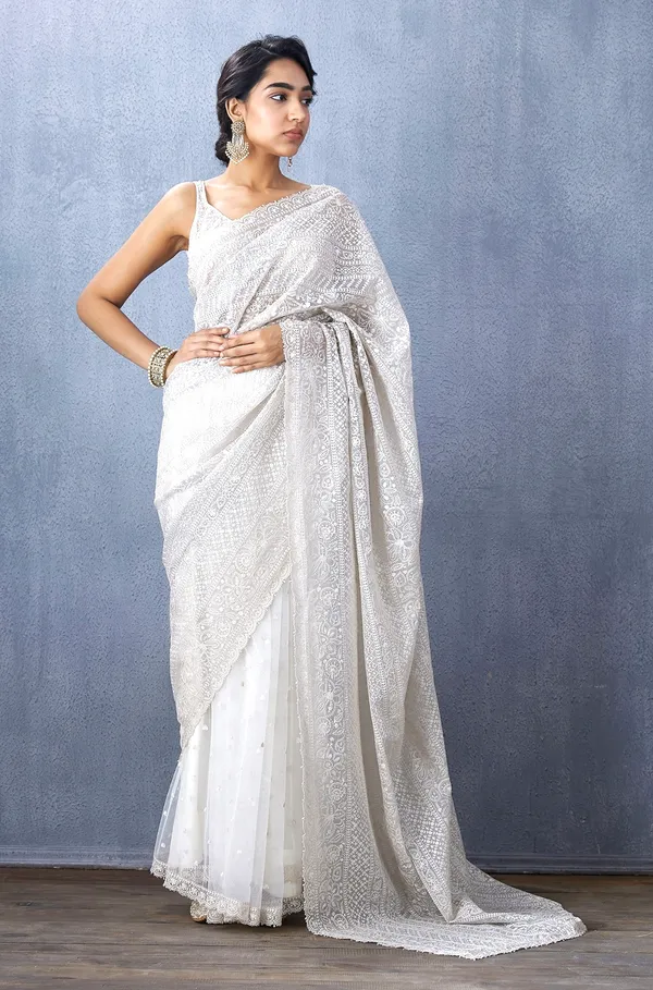White_Khadi_Organza_Premium_Saree_For_Women