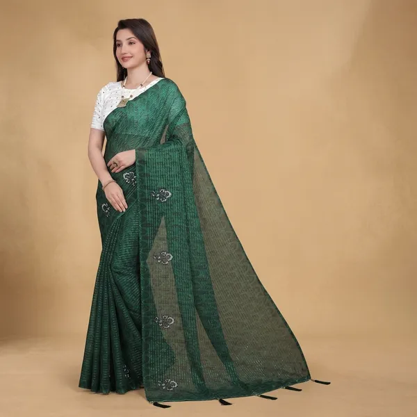 Emerald_Green_Georgette_Premium_Saree_For_Women