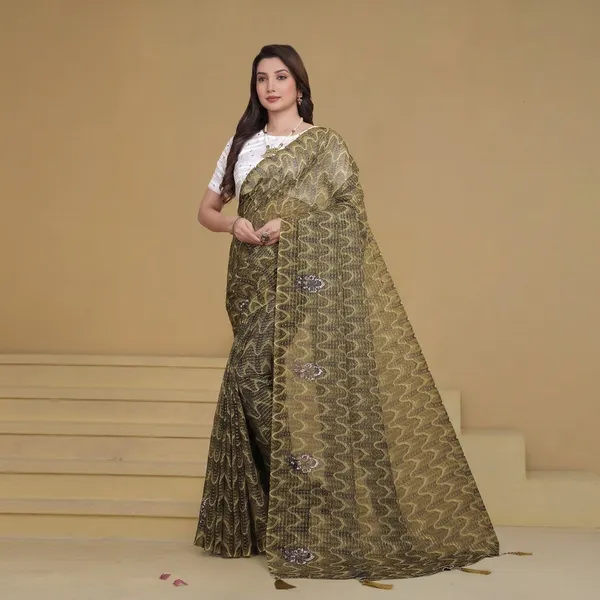 Olive_Gold_Georgette_Premium_Saree_For_Women