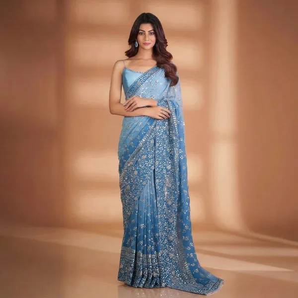 Sky_Blue_Georgette_Premium_Saree_For_Women