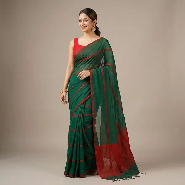 Green_Linen_And_Cotton_Premium_Saree_For_Women