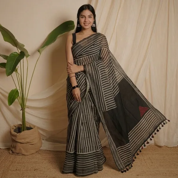 Black_And_White_Cotton_Premium_Saree_For_Women