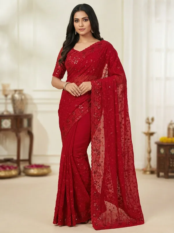 Red_Georgette_Premium_And_Elegant_Saree_For_Women