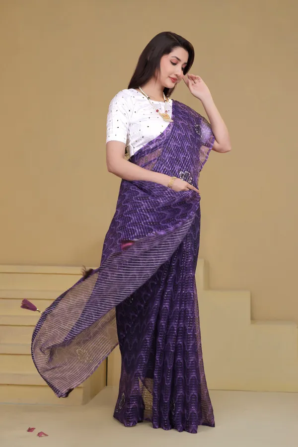 Royal_Purple_Georgette_Premium_Saree_For_Women