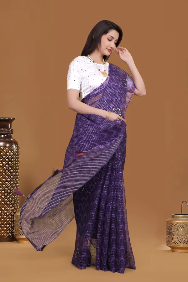 Royal_Purple_Georgette_Premium_Saree_For_Women