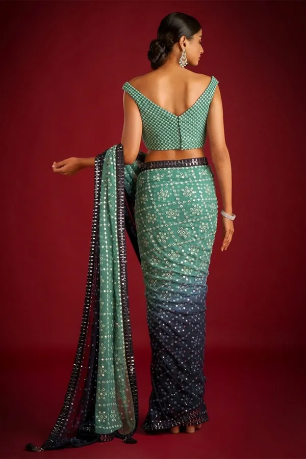 Sea_Green_And_Navy_Blue_Georgette_Premium_Saree_For_Women