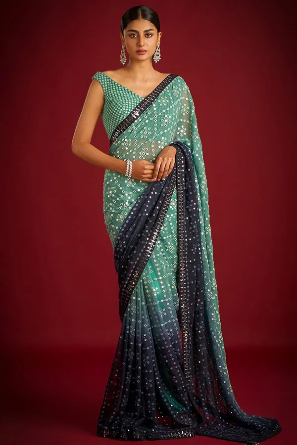 Sea_Green_And_Navy_Blue_Georgette_Premium_Saree_For_Women