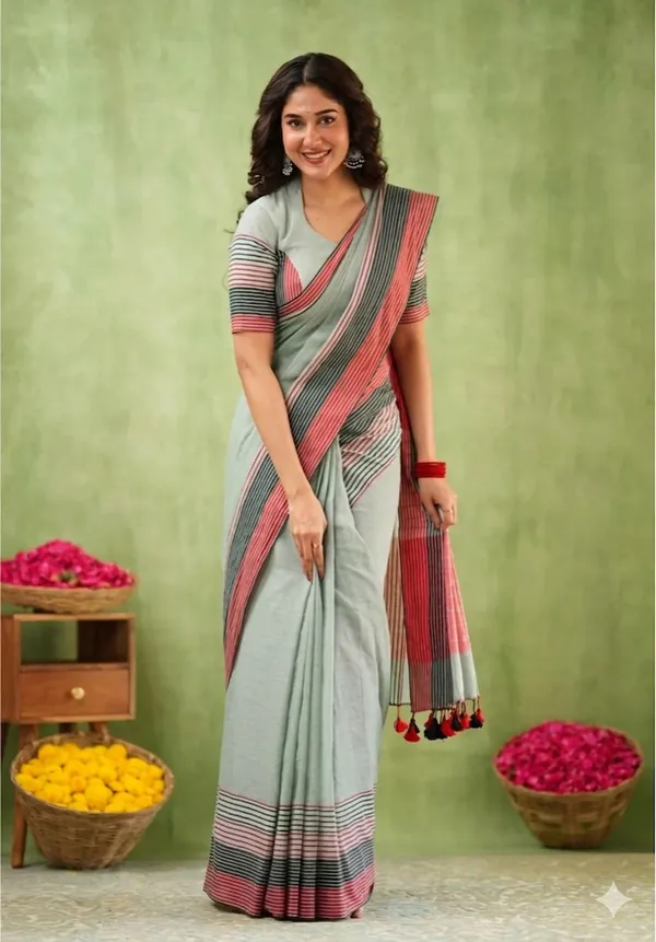 Grey_Linen_And_Cotton_Premium_Saree_For_Women