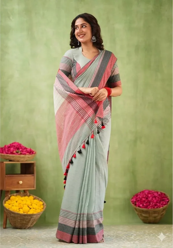 Grey_Linen_And_Cotton_Premium_Saree_For_Women