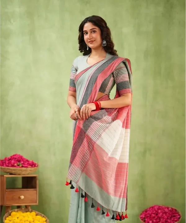 Grey_Linen_And_Cotton_Premium_Saree_For_Women