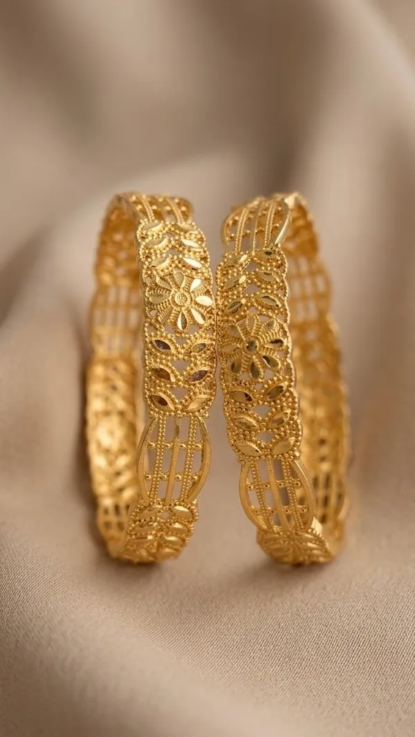 Gold_Plated_Filigree_Floral_Peacock_Bangle_Set_For_Women
