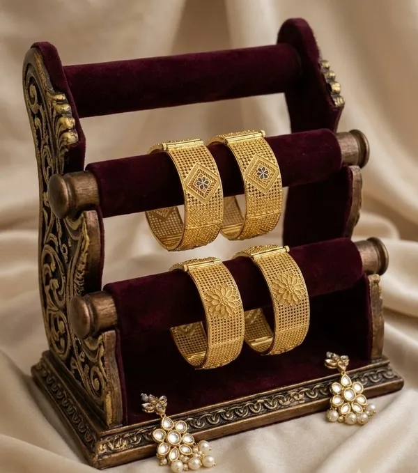 Gold_Plated_Floral_Pink_Green_Meenakari_Bangle_Set_For_Women