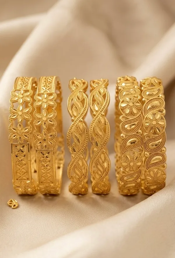 Gold_Plated_Twisted_Textured_Bangle_Set_For_Women