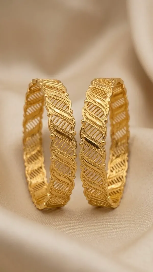 Gold_Plated_Twisted_Rope_Filigree_Bangle_Set_For_Women