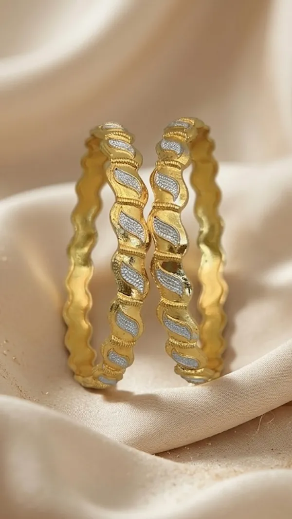 Gold_Plated_Two_Tone_Twisted_Design_Bangles_For_Women_(Set_Of_2)