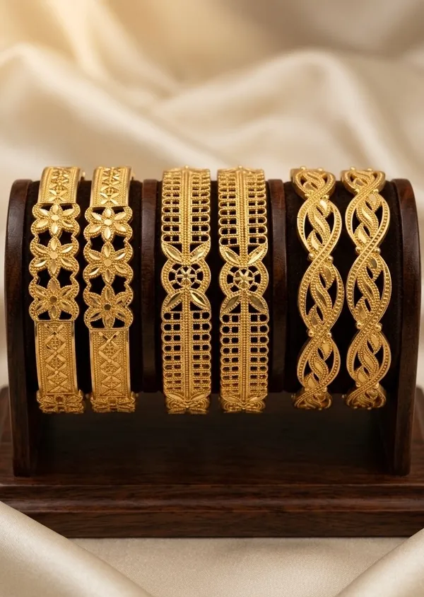 Gold_Textured_Floral_Engraved_Bangles_For_Women_(Set_Of_3)