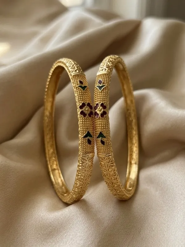 Gold_Plated_Floral_Meenakari_Bangles_For_Women_(Set_Of_2)
