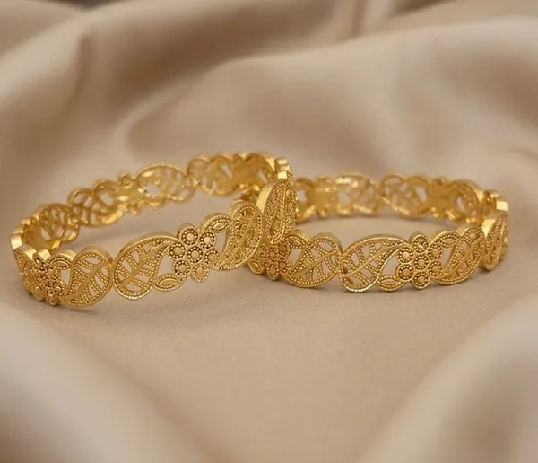 Gold_Plated_Filigree_Pattern_Bangle_Set_For_Women_(Set_Of_2)