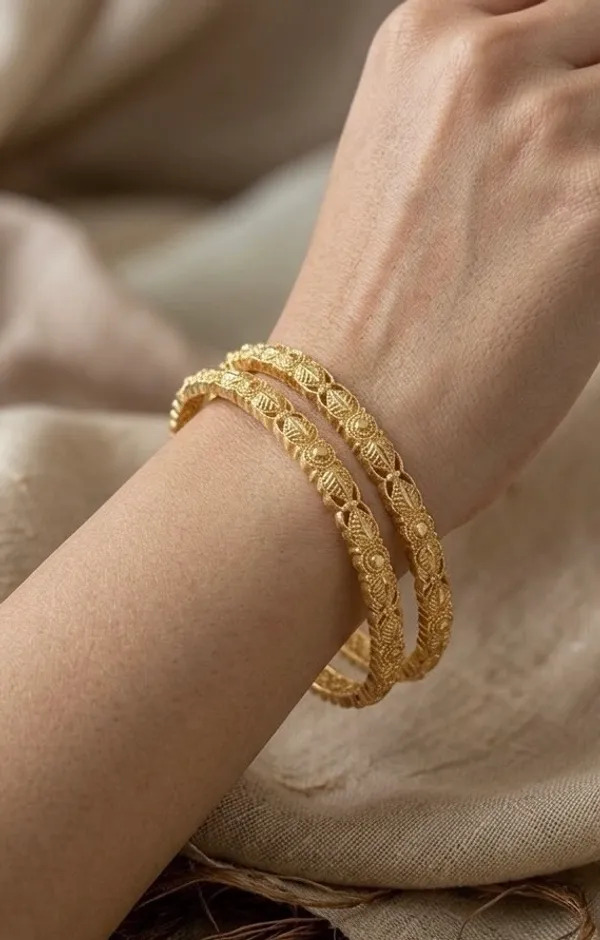 Gold_Textured_Floral_Motif_Bangles_For_Women_(Set_Of_2)