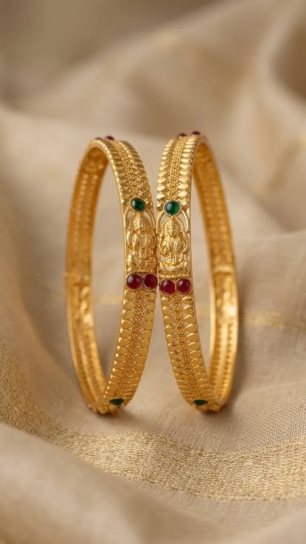 Gold_Plated_Temple_Design_Bangles_With_For_Women_(Set_Of_2)