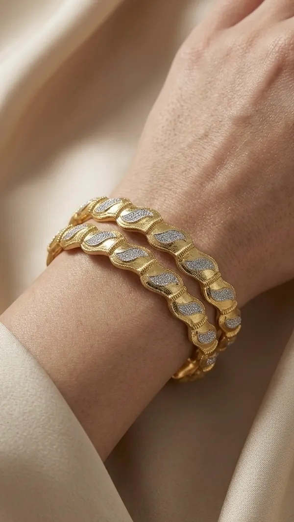 Gold_Plated_Two_Tone_Twisted_Design_Bangles_For_Women_(Set_Of_2)