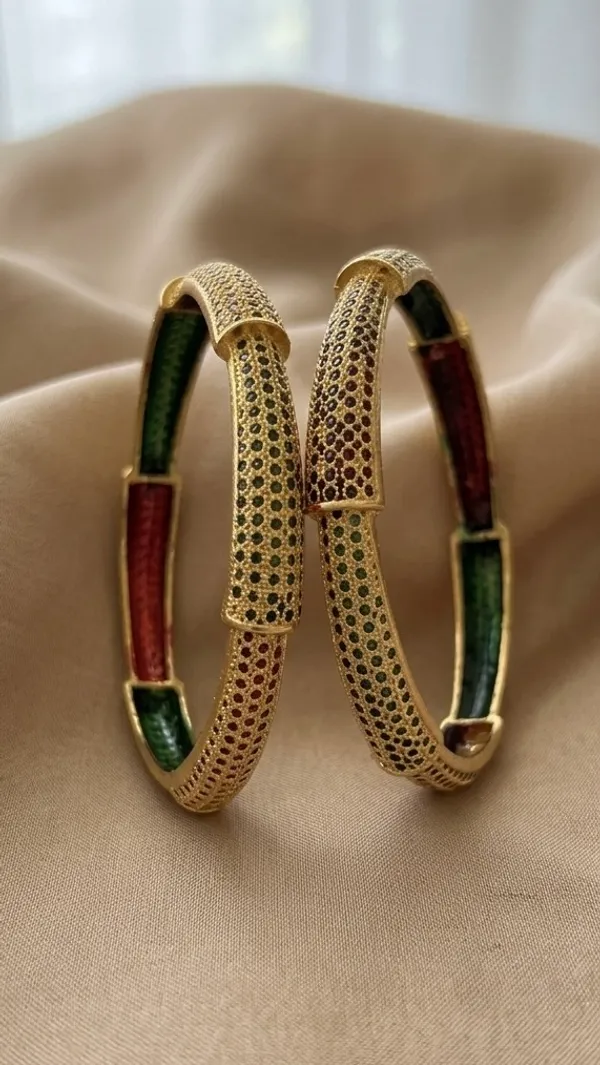 Gold_Plated_Stone_Mesh_Design_Bangles_For_Women_(Set_Of_2)