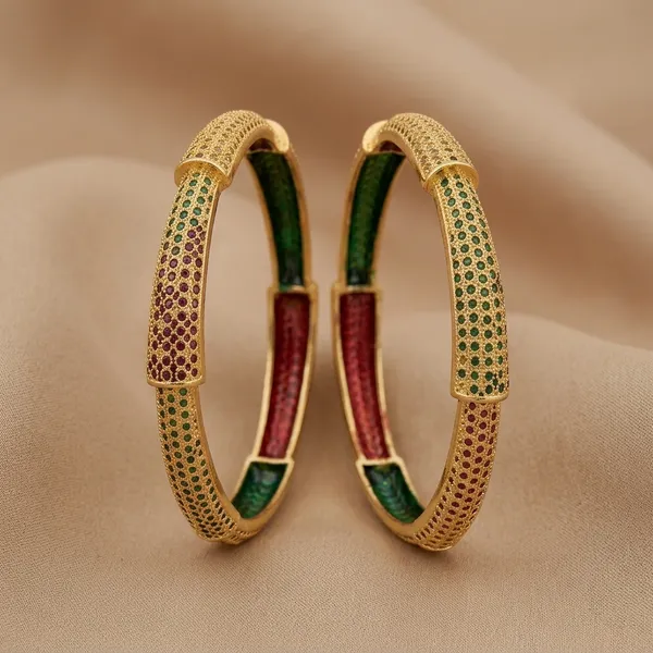 Gold_Plated_Stone_Mesh_Design_Bangles_For_Women_(Set_Of_2)