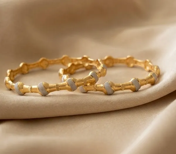 Gold_Plated_Two_Tone_Textured_Bamboo_Design_Bangles_For_Women_(Set_Of_2)