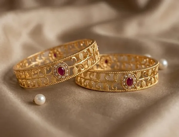 Gold_Plated_Filigree_With_Ruby_Stone_Bangles_For_Women_(Set_Of_2)