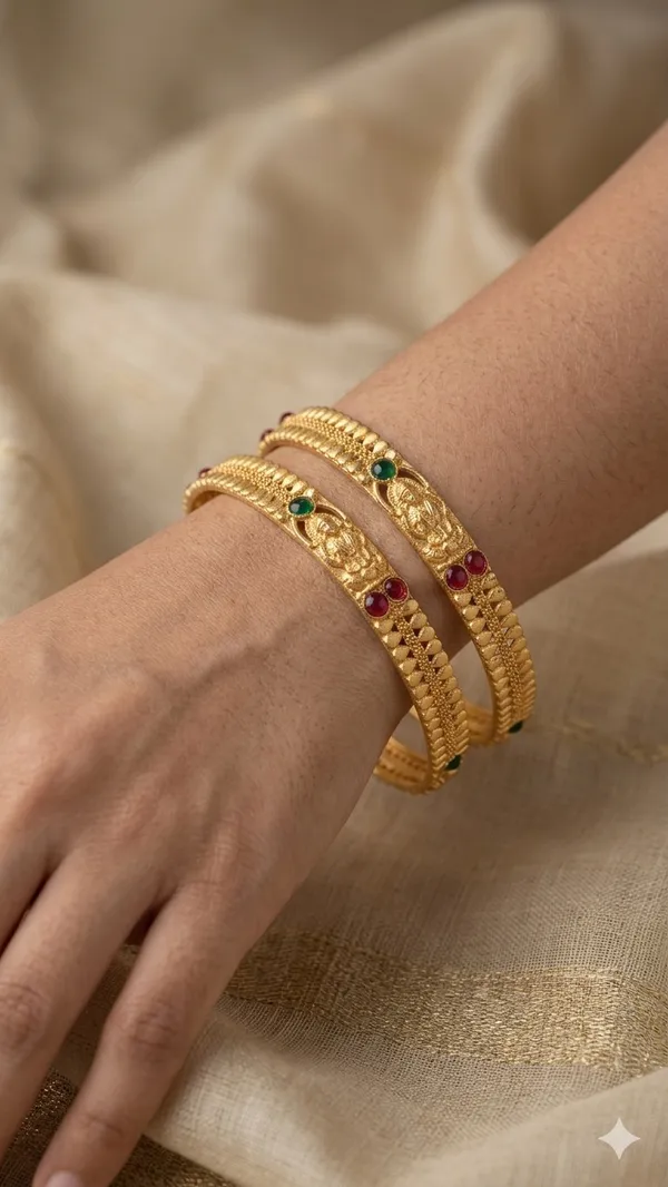 Gold_Plated_Temple_Design_Bangles_With_For_Women_(Set_Of_2)