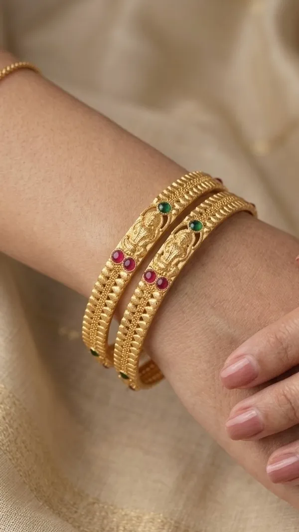 Gold_Plated_Temple_Design_Bangles_With_For_Women_(Set_Of_2)