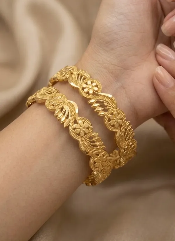 Gold_Plated_Floral_Filigree_Design_Bangles_For_Women_(Set_Of_2)