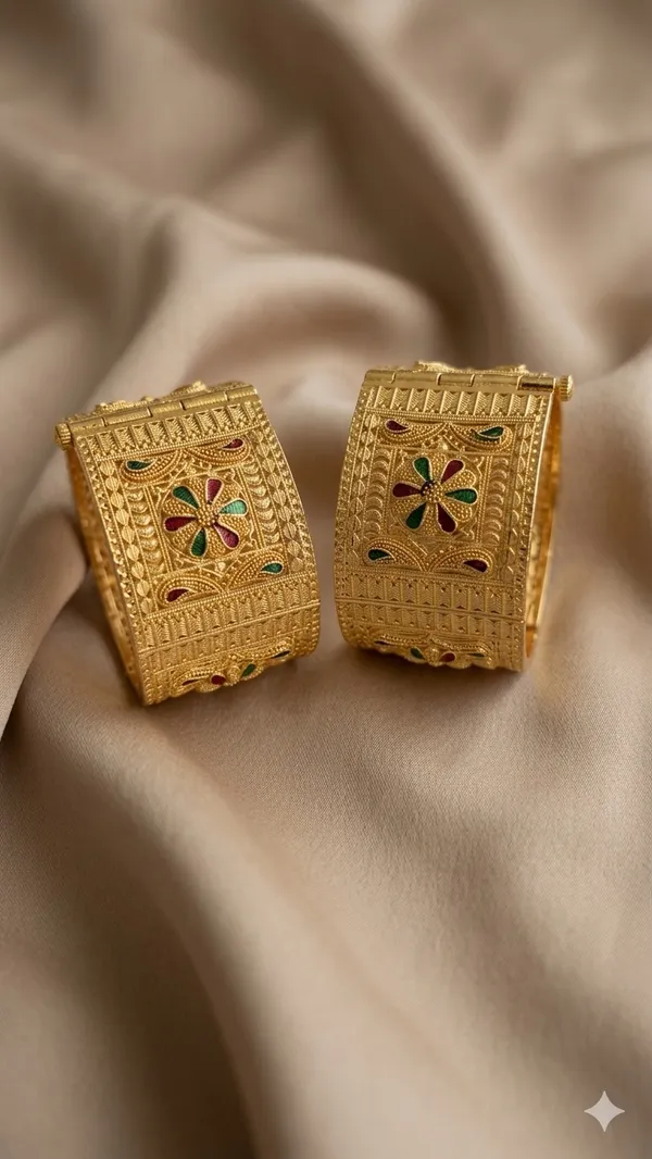 Gold_Toned_Enamel_Twisted_Bangles_For_Women_(Set_Of_2)