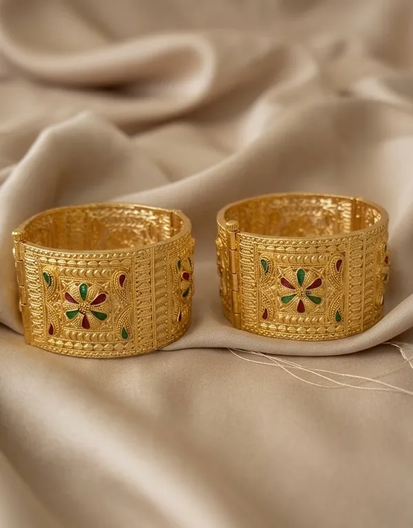 Gold_Toned_Enamel_Twisted_Bangles_For_Women_(Set_Of_2)