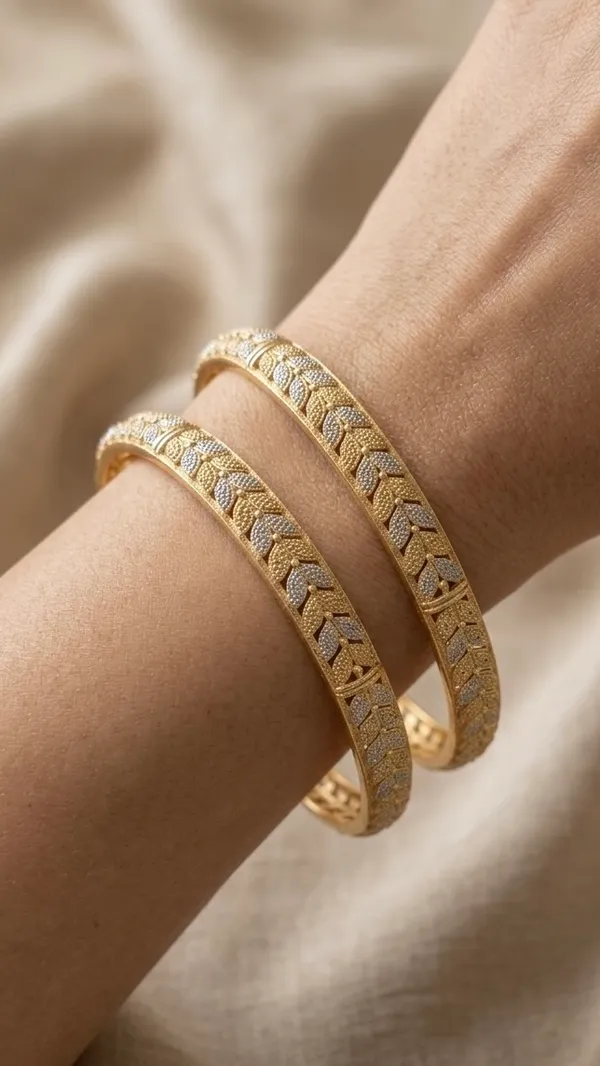 Gold_Plated_Two_Tone_Textured_Bangles_For_Women_(Set_Of_2)