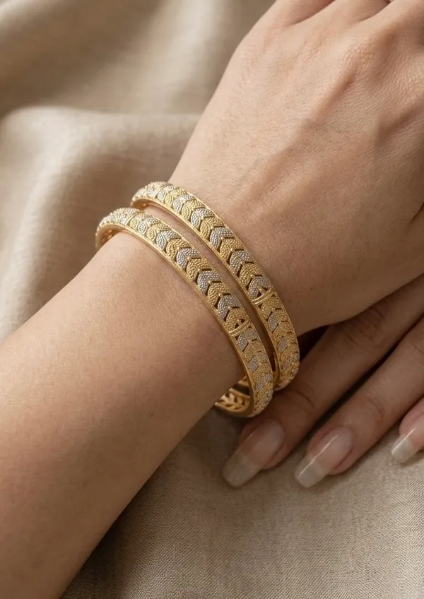 Gold_Plated_Two_Tone_Textured_Bangles_For_Women_(Set_Of_2)