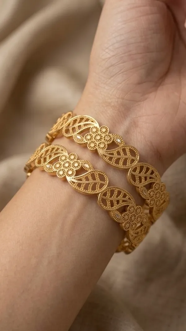 Gold_Plated_Filigree_Pattern_Bangle_Set_For_Women_(Set_Of_2)