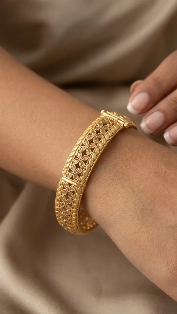 Gold_Plated_Floral_Enamel_Textured_Bangles_For_Women_(Set_Of_3)