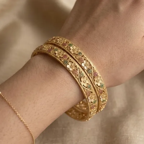 Gold_Floral_Filigree_Bangle_Set_For_Women_(Set_Of_2)