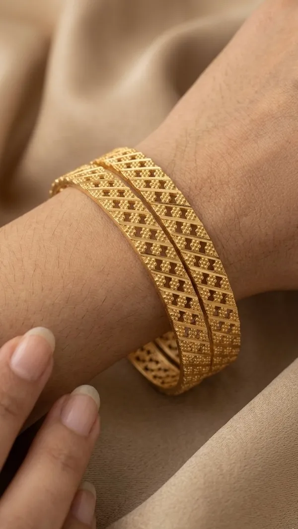 Gold_Plated_Filigree_Lattice_Design_Bangles_For_Women_(Set_Of_2)
