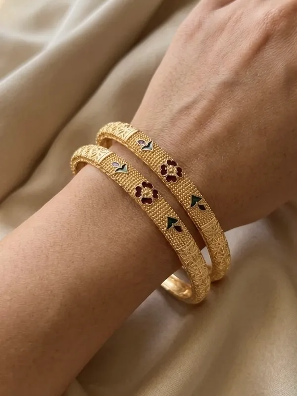 Gold_Plated_Floral_Meenakari_Bangles_For_Women_(Set_Of_2)