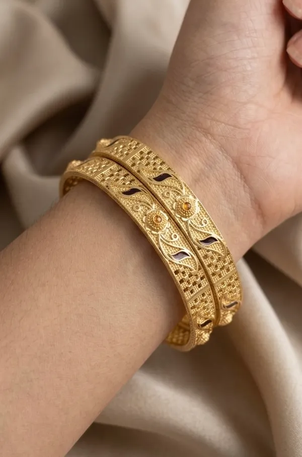 Gold_Plated_Textured_Bangle_Set_For_Women_(Set_Of_2)