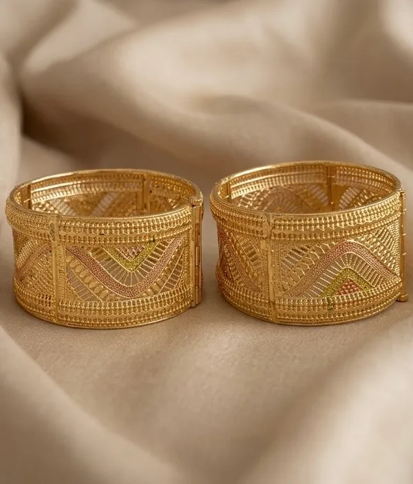 Gold_Plated_Floral_Meenakari_Mesh_Bangles_For_Women_(Set_Of_2)
