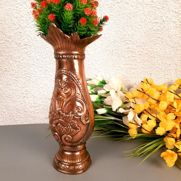 Aluminium_Copper_Embossed_Lotus_Scroll_Metal_Flower_Vase