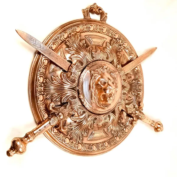 Aluminium_Baroque_Sun_Face_Shield_Crossed_Swords_Wall_Hanging