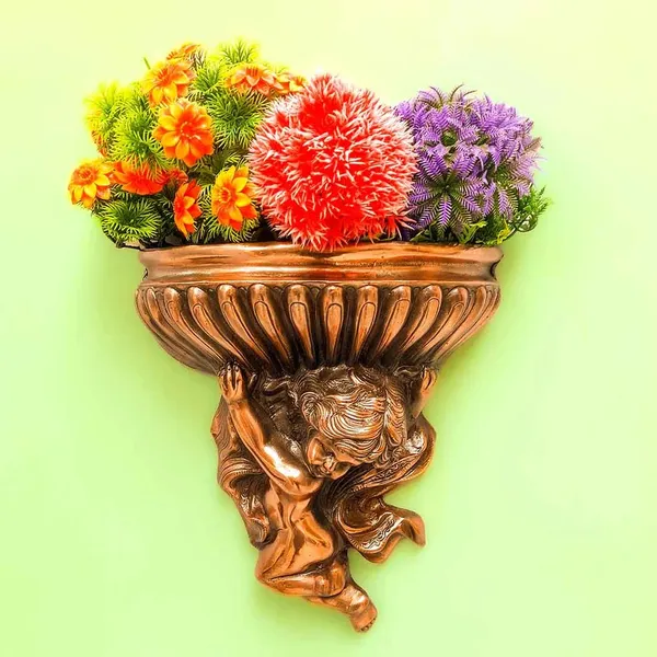 Aluminium_Alloy_Vintage_Angel_Fluted_Bowl_Wall_Mount_Planter