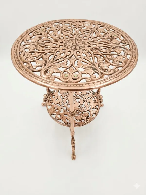 Aluminium_Antique_Floral_Mandala_Cutwork_Round_Side_Table