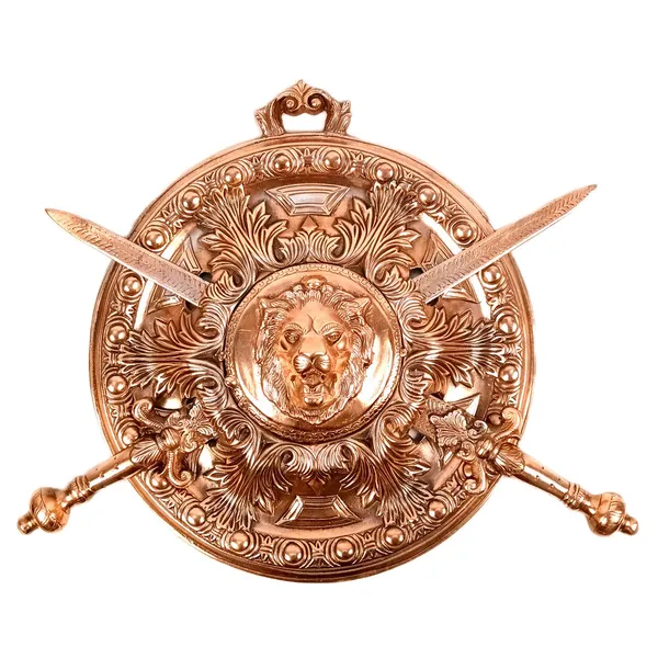 Aluminium_Baroque_Sun_Face_Shield_Crossed_Swords_Wall_Hanging