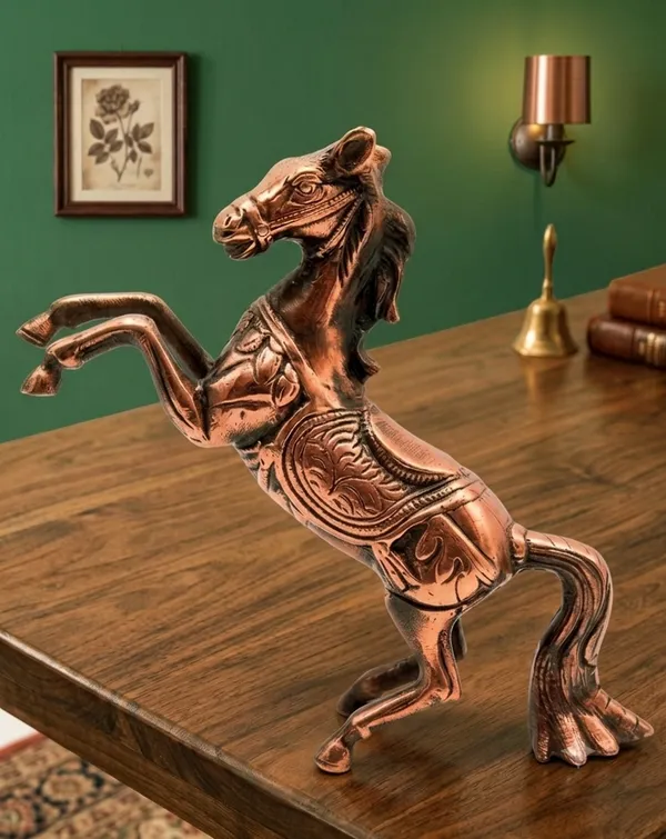 Aluminium_Copper_Ornate_Carved_Rearing_Horse_Sculpture