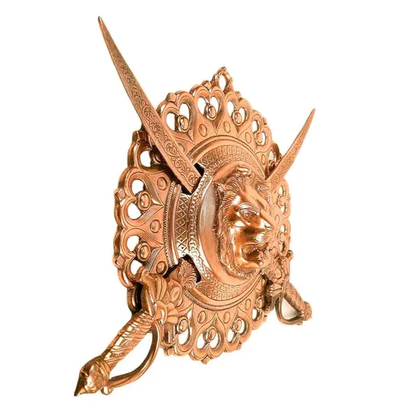 Aluminium_Bronze_Lion_Motif_Shield_Sword_Wall_Hanging_Showpiece